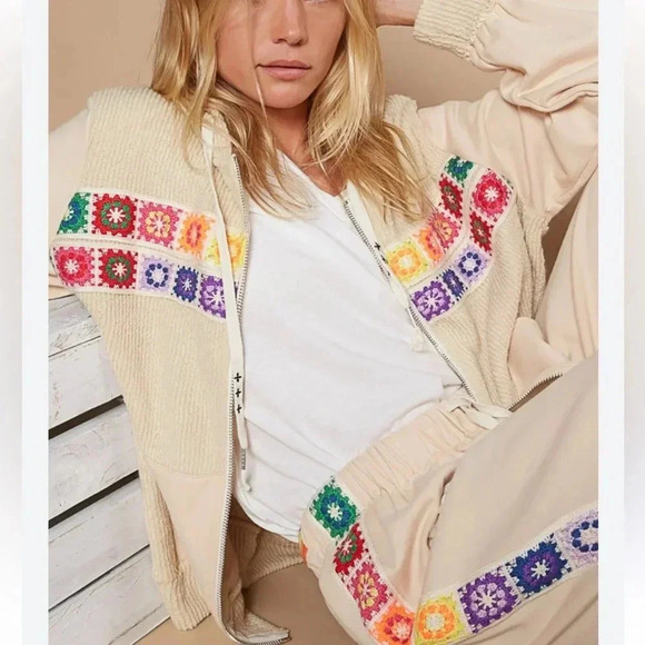 POL Crochet Hoodie | Rainbow Crochet Sweater - Picture 1 of 14